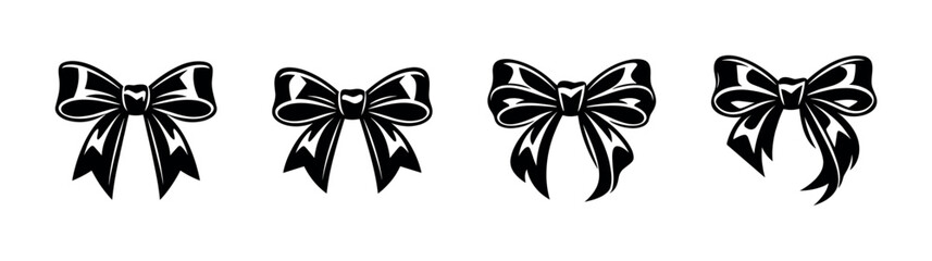 Naklejka premium Bow collection vector illustration, ribbon designs, flat vector style art