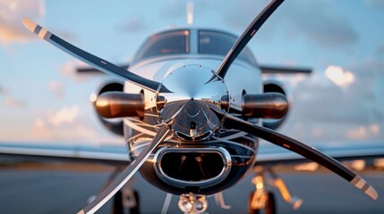 a propeller on a turboprop aircraft, frozen in motion with a high-speed shutter