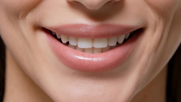 Close-Up of a Female Caucasian Smiling Lips