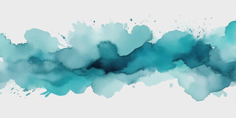 An abstract blue watercolor texture background featuring an artistic ink wash pattern that resembles a vintage sky landscape or a light sea map on grunge paper © RD Visuals