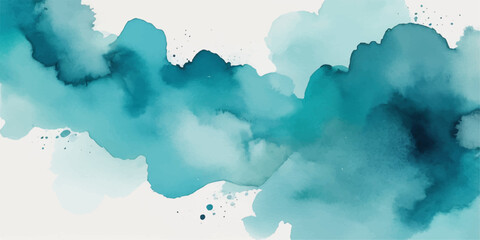 Obraz premium Abstract watercolor background of a bright blue sky with fluffy white cumulus clouds and sunlight texture for a clear summer day nature cloudscape