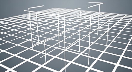 Digital 3D wireframe grid structure, an abstract representation of data networks and futuristic technology, perfect for modern visualization concepts