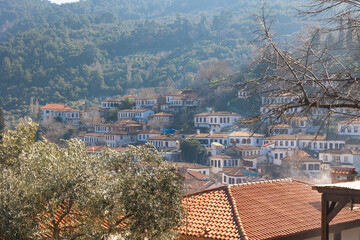 Sirince town of Izmir. Visit Izmir concept background