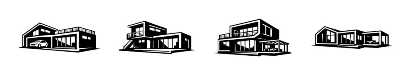 Modern house designs, flat vector illustration, contemporary architecture, homes
