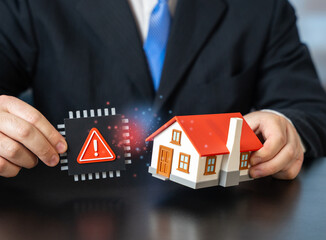 Security issues in smart home systems. Digital vulnerability risks, hacking threats, data privacy concerns. Connected devices protection and the need for reliable cybersecurity solutions.