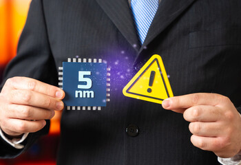 Problems in the production of 5 nm microchips. Production shortages, high demand, and rising prices. Supply chain issues. Semiconductor bottlenecks, manufacturing limits. Supply chain issues