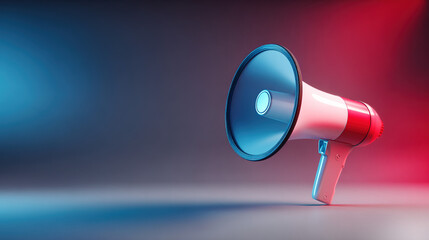 directional. Minimalist megaphone icon floating against an abstract gradient background in soft lighting. menu design, packaging mockups, designed for culinary blogs and recipe cards for restaurants.
