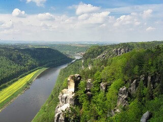 The Elbe River gorge in Saxon Switzerland.