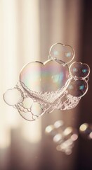 Ethereal Floating Soap Bubbles Displaying Reflected Colors in a Dreamy Atmosphere