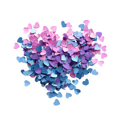 Heart of Confetti, isolated on white background and isolated on transparent background