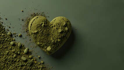 A romantic symbol of love featuring a heart shape made of green grass and leaves for a Valentine holiday celebration or wedding gift design