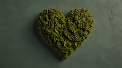 A romantic symbol of love featuring a heart shape made of green grass and leaves for a Valentine holiday celebration or wedding gift design