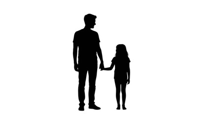 Silhouette of a loving father and his young daughter holding hands, symbolizing a strong paternal bond, protection, and cherished family moments of togetherness and support