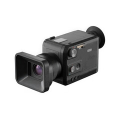 3d black video camera isolated on transparent background