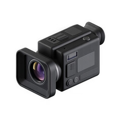 3d black video camera isolated on transparent background
