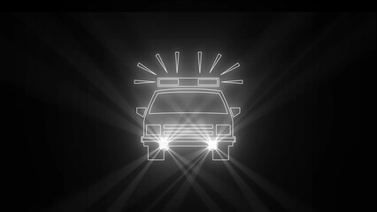 Glowing neon car symbol with lighting