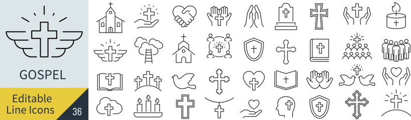 線の編集ができる福音に関するアイコンセット（アウトライン化していない）
