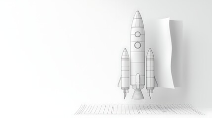 Evolution imagination originality concept, A simple yet striking illustration of a rocket design, capturing the essence of adventure and innovation in space exploration and technology.
