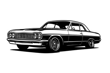 Obraz premium Lowrider cruiser with extreme stance, wheels cambered outward