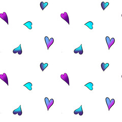 Bright Hearts in Neon Colors Create a Seamless Pattern on a White Background Meant for Various Design Purposes and Crafts Projects