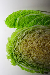 Fresh Chinese Cabbage (Napa Cabbage) on White Background, Organic Leafy Vegetable, Healthy Eating and Asian Cuisine Concept