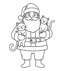 Santa Claus with Two Cats