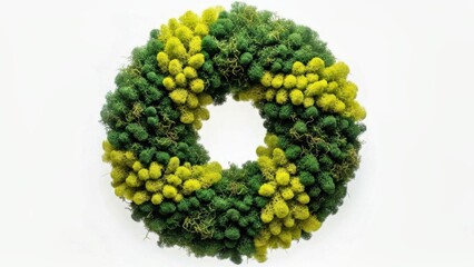 MOSSY DEEP GREEN WREATH WITH SOFT-TOUCH TEXTURE ON WHITE