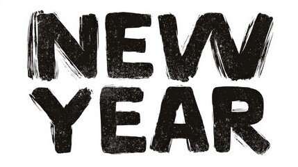 New Year Celebration: A bold, brushstroke design declares NEW YEAR, perfect for festive themes and optimistic announcements.