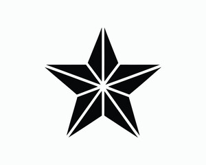 Obraz premium Black geometric star symbol with sharp points on a white background icon shape