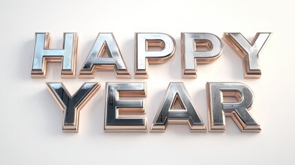 Happy Year Celebration :A radiant Happy Year wish, perfectly rendered, symbolizing new beginnings and the joyous spirit of a fresh start. A cheerful and celebratory atmosphere.