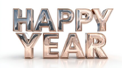 Radiant New Year Greetings: Shiny, metallic letters spell out a message of hope, ready to usher in a season of new beginnings and joyous celebrations.