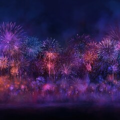 A Symphony of Light: A vibrant display of fireworks explodes in the night sky, painting the darkness with bursts of color and light.