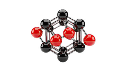Molecular Structure with Red and Black Spheres on White