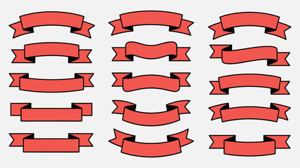 Crimson banners collection, featuring elegantly designed banners with varied shapes and styles, perfect for adding sophistication, class, decorative accents, graphic design