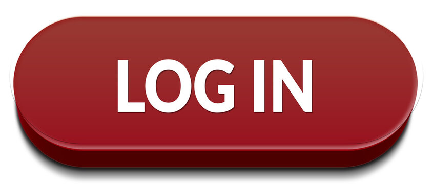 Red shiny log in button with modern glossy gradient design for website user access PNG Transparent Background 