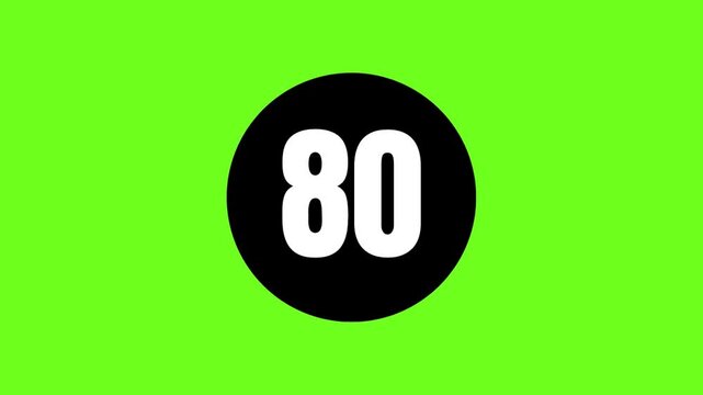 Countdown 90 to 0 Animation, Timer Icon, Count the Number, Counts Digits, Amazing Countdown Time, Green Screen Background, Modern Countdown Video, Unique Countdown