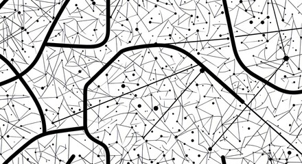 Intricate network illustration featuring interconnected dots and lines for abstract concepts
