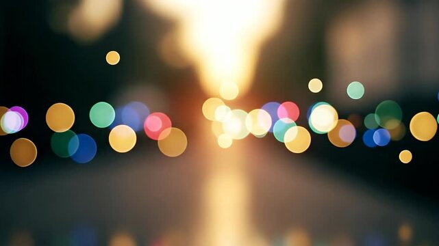 Abstract Bokeh Lights Overlay Effect With Vibrant Colors And Golden Glow Background