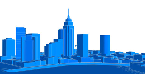 Obraz premium modern city panorama 3d illustration 