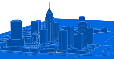 Fototapeta premium modern city panorama 3d illustration 