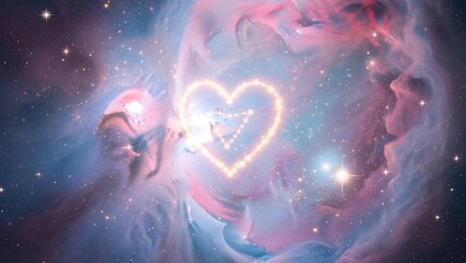 Glowing heart in vibrant cosmic nebula.