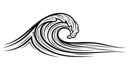Stylized ocean wave illustration with bold lines perfect for minimalist designs