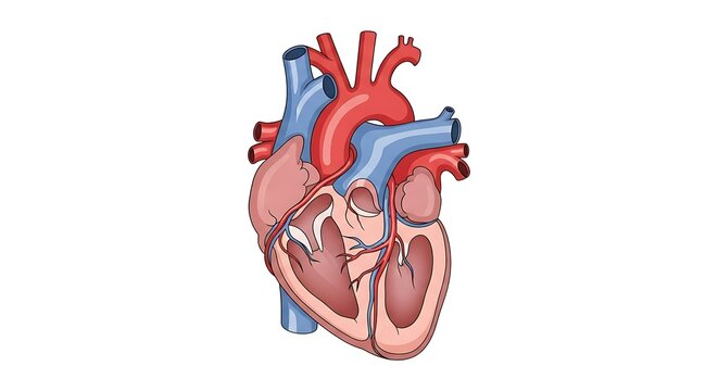 Anatomical Heart Illustration - Detailed View of Human Cardiovascular System.