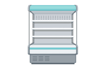 Empty commercial refrigerator with shelves