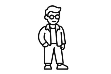 Obraz premium Stylized cartoon character with glasses