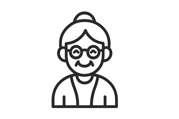 Elderly woman icon with glasses