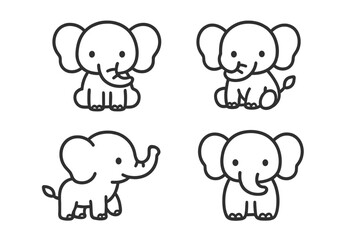 Naklejka premium Four cute cartoon elephants
