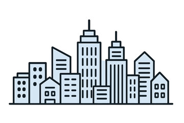Fototapeta premium Stylized City Skyline with Modern Buildings