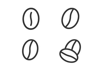 Four coffee beans outlines on a dark grey background