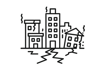 Fototapeta premium Earthquake Damage to Buildings Icon